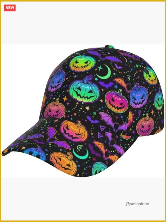 Funny Halloween Pumpkin Baseball Cap Trucker Hat Adjustable Unisex Cotton main image 2